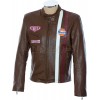 Steve McQueen Legends Gulf Le Man Firestone Heuer Brown Premium Leather Jacket